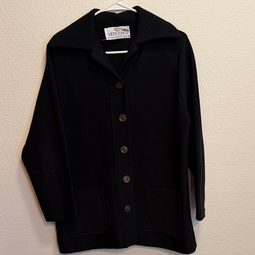 ✔️✔️✔️BOGOHO ✔️✔️✔️Vtg. Black Button-Up Cardigan-L/XL